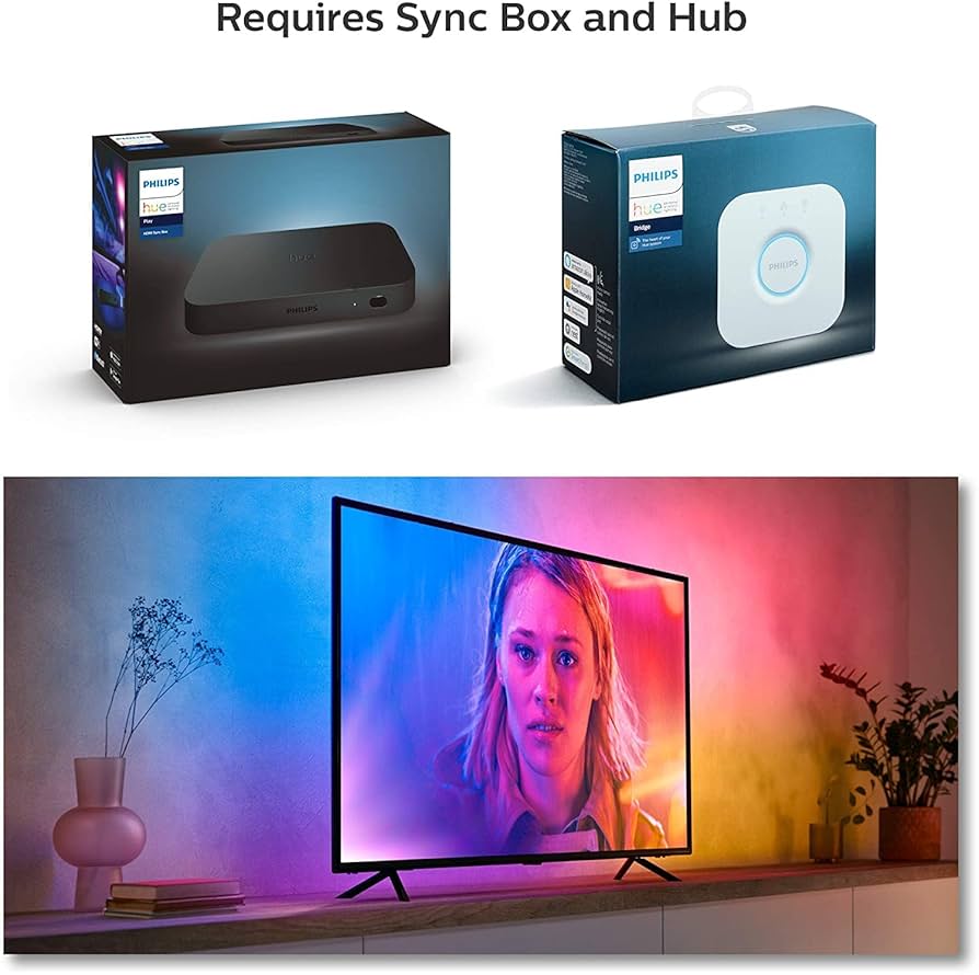 Philips Hue Sync Box ＆ TVライトリボン＆Lightbar Amazon.com: Philips Hue Play HDMI Sync Box 8K + Gradient 65
